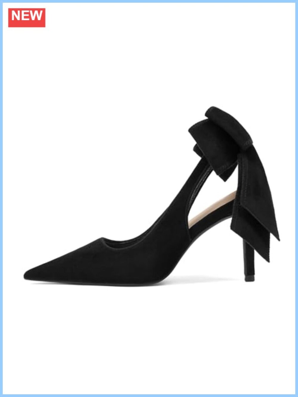Women's Slingback Heels Pointed Closed Toe Bow Heels Suede Stiletto